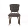 Jette Dining Chair Set of 2, Charcoal Gray Tufted Velvet, Brown Wood