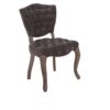 Jette Dining Chair Set of 2, Charcoal Gray Tufted Velvet, Brown Wood