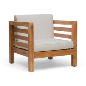 150220266991e9c774cac.jpeg Carie Outdoor Accent Chair, Beige, Soft Cushions, Brown Acacia Wood