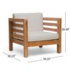 Carie Outdoor Accent Chair, Beige, Soft Cushions, Brown Acacia Wood