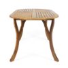 Outdoor Dining Table, 70 Inch Slat Style Oval Top, Teak Acacia Wood
