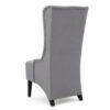 Becca Dining Chair, High Wingback Brown Birch Wood, Light Gray Fabric