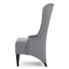 Becca Dining Chair, High Wingback Brown Birch Wood, Light Gray Fabric