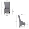 Becca Dining Chair, High Wingback Brown Birch Wood, Light Gray Fabric