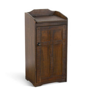 150220266991ea0174856.jpeg Homestead Trash Box, 34 Inch Tall, Rough Sawn Mahogany, Dark Brown
