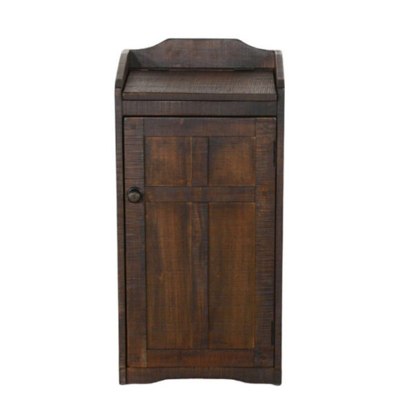Homestead Trash Box, 34 Inch Tall, Rough Sawn Mahogany, Dark Brown