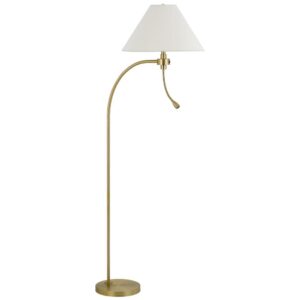 150220266991ea2aea384.jpeg Ashy 68 Inch Task Floor Lamp, Gooseneck LED, White Shade Gold Arc Pole