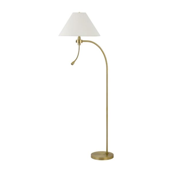 Ashy 68 Inch Task Floor Lamp, Gooseneck LED, White Shade Gold Arc Pole
