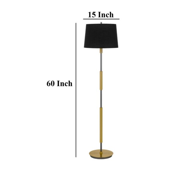 150220266991ea8349d4c.jpeg Siu 60 Inch Floor Lamp, Gold Metal Pole w Finial Tip, Black Shade