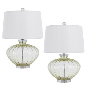 150220266991ea9164f94.jpeg 23 Inch Table Lamp Set of 2, Round Crystal Base, White Fabric Shade