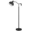 Loga 56 Inch Floor Lamp with Adjustable Cage Style Shade, Black Iron