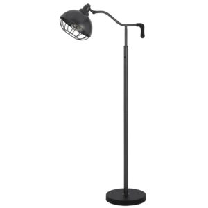 150220266991eaad076e5.jpeg Loga 56 Inch Floor Lamp with Adjustable Cage Style Shade, Black Iron