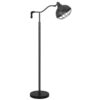 Loga 56 Inch Floor Lamp with Adjustable Cage Style Shade, Black Iron