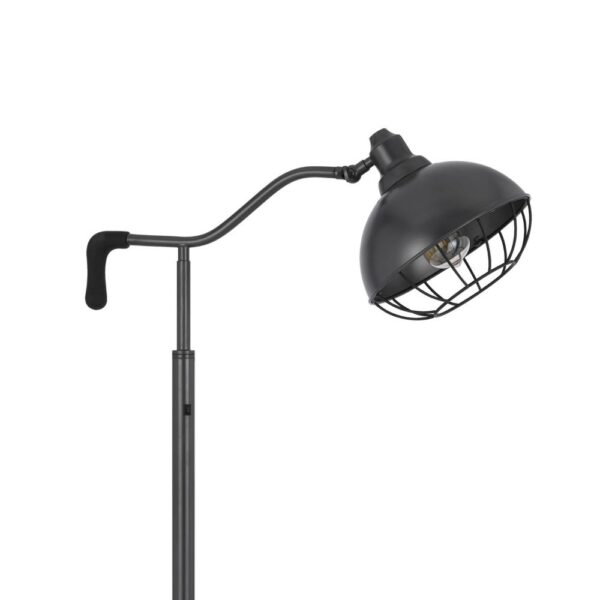 Loga 56 Inch Floor Lamp with Adjustable Cage Style Shade, Black Iron