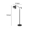 Loga 56 Inch Floor Lamp with Adjustable Cage Style Shade, Black Iron