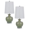150220266991eabfc2613.jpeg Kela 28 Inch Table Lamp Set of 2, Green Ceramic Pot Base, White Shade