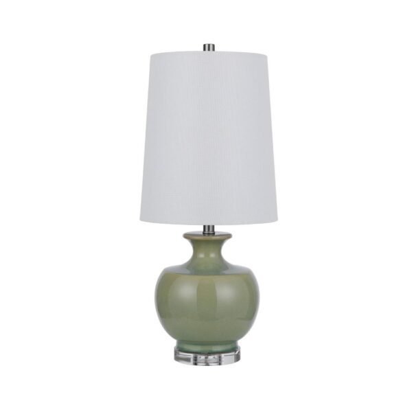 150220266991eac29e8aa.jpeg Kela 28 Inch Table Lamp Set of 2, Green Ceramic Pot Base, White Shade