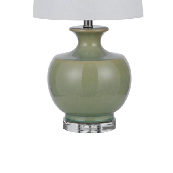 150220266991eac720d03.jpeg Kela 28 Inch Table Lamp Set of 2, Green Ceramic Pot Base, White Shade