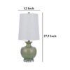 150220266991eaca05b35.jpeg Kela 28 Inch Table Lamp Set of 2, Green Ceramic Pot Base, White Shade