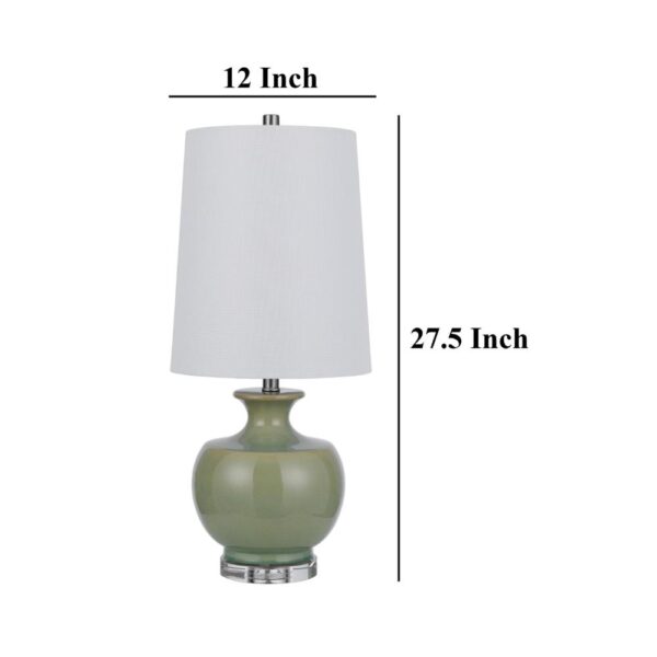 150220266991eaca05b35.jpeg Kela 28 Inch Table Lamp Set of 2, Green Ceramic Pot Base, White Shade