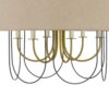 Pomy 28 Inch Chandelier, Hardback Burlap Shade, Gold Black Metal