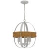 150220266991eaffa8b2d.jpeg Baty Chandelier, 3 Light Rustic Rattan, Round White Metal 18 Inch