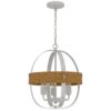 150220266991eb024b281.jpeg Baty Chandelier, 3 Light Rustic Rattan, Round White Metal 18 Inch