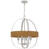 150220266991eb15eee44.jpeg Baty Chandelier, 4 Light Rustic Rattan Round, White Metal 21 Inch