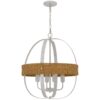 150220266991eb18a572a.jpeg Baty Chandelier, 4 Light Rustic Rattan Round, White Metal 21 Inch