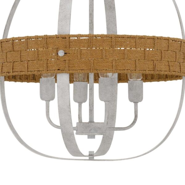 150220266991eb1e39d02.jpeg Baty Chandelier, 4 Light Rustic Rattan Round, White Metal 21 Inch