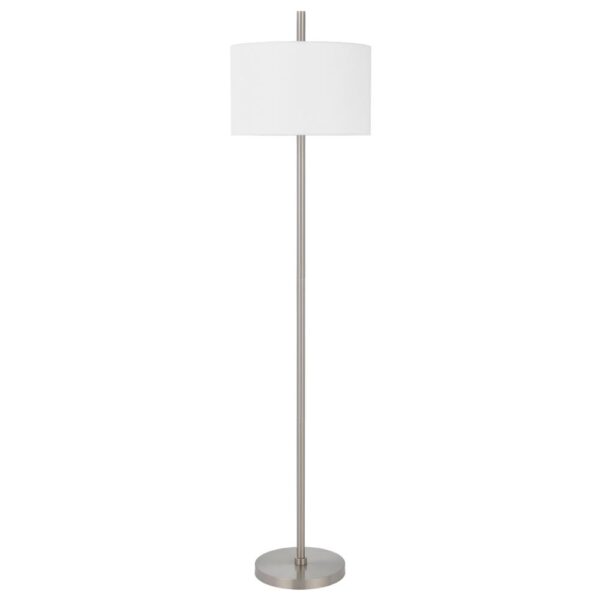 Ano Floor Lamp, Slim Frame, White Drum Shade, Chrome Metal 67 Inch