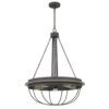 Nexy 24 Inch Chandelier, 5 Light Bulb Sockets, Gray Metal Cage Design