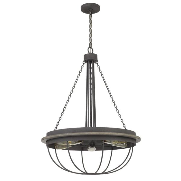 Nexy 24 Inch Chandelier, 5 Light Bulb Sockets, Gray Metal Cage Design