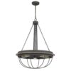 Nexy 24 Inch Chandelier, 5 Light Bulb Sockets, Gray Metal Cage Design