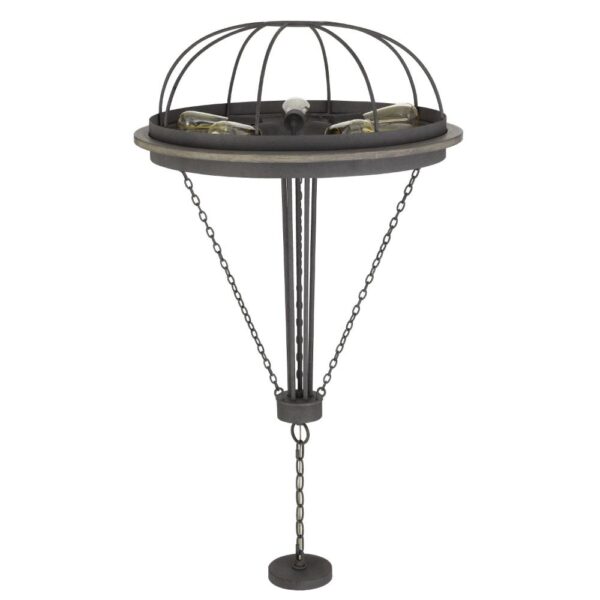 Nexy 24 Inch Chandelier, 5 Light Bulb Sockets, Gray Metal Cage Design