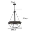 Nexy 24 Inch Chandelier, 5 Light Bulb Sockets, Gray Metal Cage Design