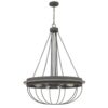 Nexy 29 Inch Chandelier, 8 Light Bulb Sockets, Gray Metal Cage Design