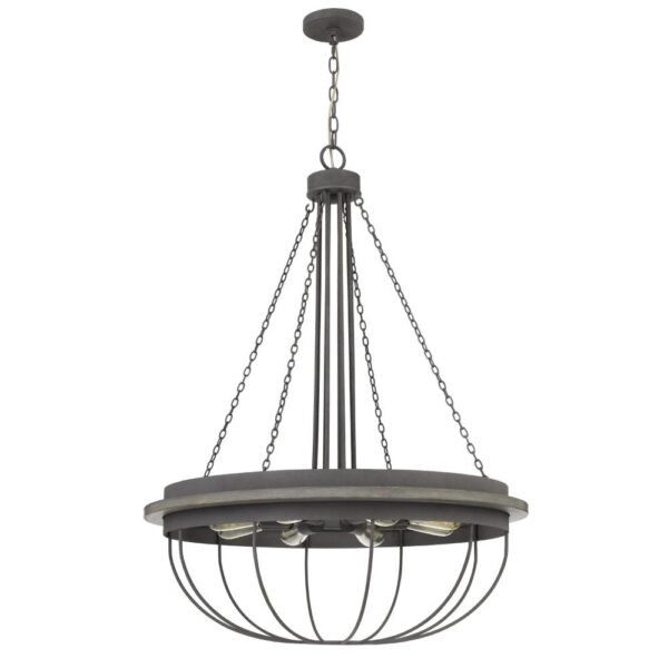 Nexy 29 Inch Chandelier, 8 Light Bulb Sockets, Gray Metal Cage Design