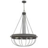 Nexy 29 Inch Chandelier, 8 Light Bulb Sockets, Gray Metal Cage Design