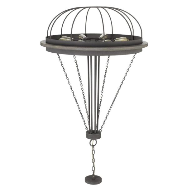 Nexy 29 Inch Chandelier, 8 Light Bulb Sockets, Gray Metal Cage Design