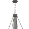 Nexy 29 Inch Chandelier, 8 Light Bulb Sockets, Gray Metal Cage Design