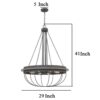 Nexy 29 Inch Chandelier, 8 Light Bulb Sockets, Gray Metal Cage Design