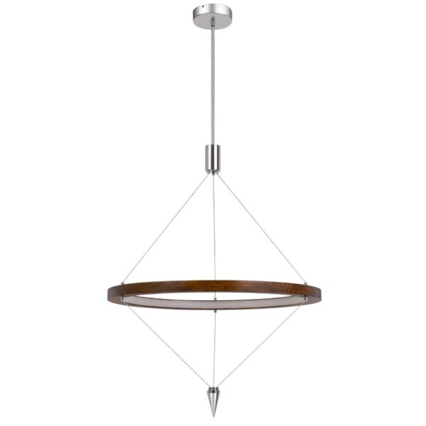 150220266991eb91af9e5.jpeg Erbo 11 Inch Pendant Light Fixture, Dimmable LED, Pine Wood and Chrome