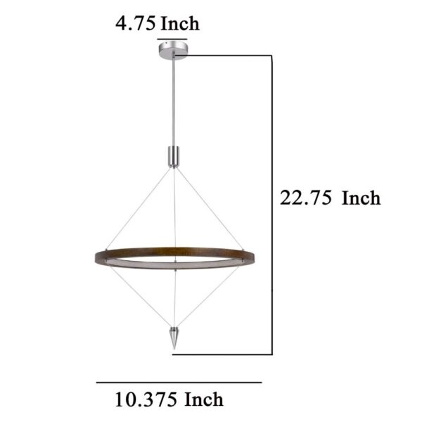 150220266991eb9c7e14c.jpeg Erbo 11 Inch Pendant Light Fixture, Dimmable LED, Pine Wood and Chrome