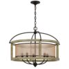 150220266991ebb6d0a8a.jpeg Acia 26 Inch Chandelier, Classic Round Organza Shade Wood, Metal