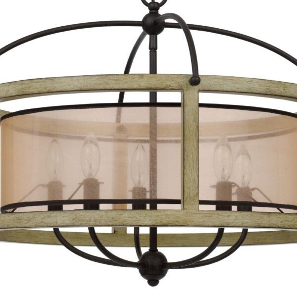 150220266991ebbbe48bc.jpeg Acia 26 Inch Chandelier, Classic Round Organza Shade Wood, Metal