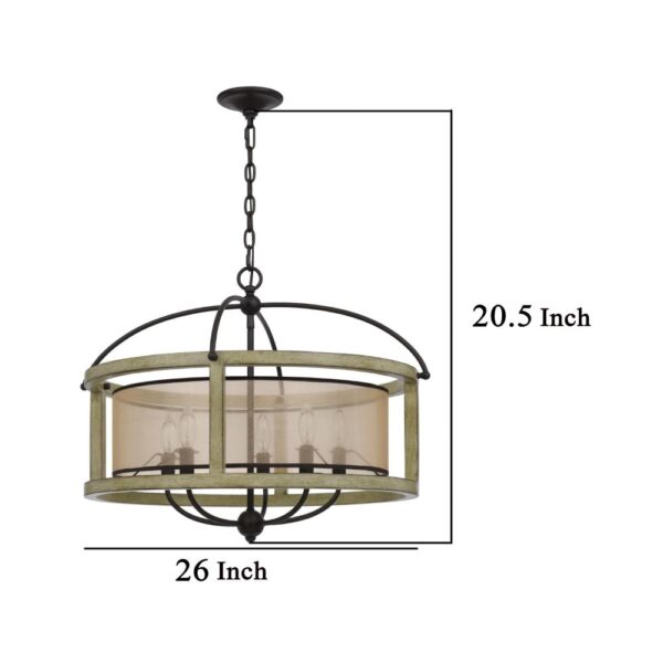 150220266991ebbe72cd3.jpeg Acia 26 Inch Chandelier, Classic Round Organza Shade Wood, Metal