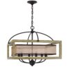 Acia 24 Inch Chandelier, Square Organza Shade, Wood, Metal
