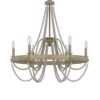150220266991ebe1f1298.jpeg Maci 28 Inch Chandelier, White Beaded Candelabra Design, Brown Wood