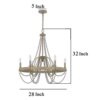 150220266991ebe49701f.jpeg Maci 28 Inch Chandelier, White Beaded Candelabra Design, Brown Wood